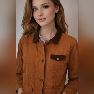 Womans Joan Rivers Button Down Utility Jacket With Coduroy On The Collar  NWT